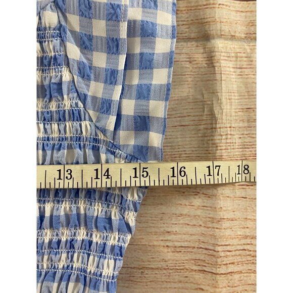 Sugar Lips Everleigh Gingham Blue And White Plaid Smoked Mini Dress - Medium - Picture 7 of 12